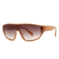 Lunettes de soleil bouclier ambre rétro avec verres dégradés marron et détails rivets - Thé Transparent