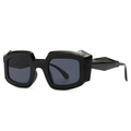 Moderne dicke schwarze quadratische Sonnenbrille mit geometrisch geschnitzten Bügeln weiß - Schwarz (C1)
