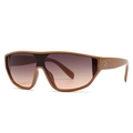 Lunettes de soleil carrées ambre avec verres dégradés marron et détails de rivets - Marron