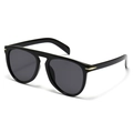 Klassische schwarze Sonnenbrille mit großem Rahmen und goldenen Details aus Acetat - Schwarzer Rahmen Schwarz Graue Gläser