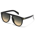 Classic black square frame sunglasses with gradient lenses and gold metal arrow detailing - Black Frame Yellow Green Gradient Lens