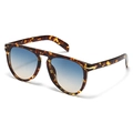 Klassische Sonnenbrille mit Schildpatt-Rahmen, blau-braunem Farbverlauf und Goldakzenten - Leoparden-Rahmen Blau Tee Gläser