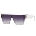 Oversized transparent flat top sunglasses with grey gradient lenses and V-cut bridge - Transparent Gradient Gray
