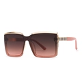 Stylish oversized square sunglasses with gradient brown lenses and transparent frames - Transparent Tan Frame Light Tan Pink Gradient Lens