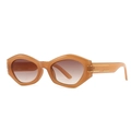 Katzenaugen-Sonnenbrille mit karamellfarbenem Sechseckrahmen und braunem Verlaufsglas - C8 Tee Verlauf Tee
