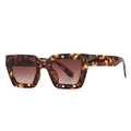 Vintage tortoiseshell square sunglasses with hollowed-out frame and dark brown lenses - Leopard Grain Tea (C6)