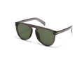 Retro-Sonnenbrille in Transparent-Grau mit grünen Gläsern und goldenen Pfeilen - Grauer Rahmen Grüne Gläser