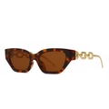 Gafas de sol cuadradas de carey con patillas de cadena de metal dorado elegantes - C3 Carey Té