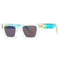 Square INS sunglasses with transparent frame and colorful gradient blue to green temples - Transparent Black Gray (C10)