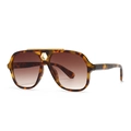 Occhiali da sole aviator retrò con montatura tartarugata, lenti sfumate e ponte oro - C4 Montatura Leopardata Lenti Double Tan