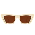 Gafas de sol modernas de ojo de gato con montura blanco crema y lentes marrones - Montura Beige Lente Té