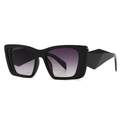 Moderne Oversized Katzenaugen Sonnenbrille mit schwarzem Rahmen und lila Verlauf - Schwarz (C1 Schwarz Grau)