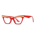 Rote Cat-Eye-Brille mit Blaulichtfilter und goldenen Weizenmuster-Metallakzenten - Rot