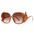 Modern oversized tortoiseshell sunglasses with brown gradient lenses and flame shaped temples - Amber Gradient Tea