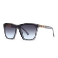 Modern flat top sunglasses with light purple transparent frames and blue gradient lenses - Gray Gradient Blue