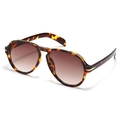 Tortoise shell aviator sunglasses with brown gradient lenses and gold arrow detail - Leopard Frame Gradient Tea Lens