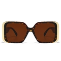 Modern square cat eye sunglasses with classic tortoiseshell frame and gold accents - Leopard Frame / Tea Lens