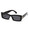Gafas de sol rectangulares negras con patillas de mármol y detalles dorados - Montura Negra Lentes Gris Negro