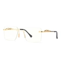 Lunettes de soleil rétro avec sculpture de léopard dorée et monture carrée sans bord - C4 Or Blanc