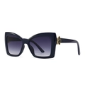 Occhiali da sole chic cat eye con lenti sfumate e aste metalliche dorate traforate - Montatura Blu Lenti Grigie Sfumate