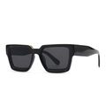 Classic thick black square frame sunglasses with dark grey lenses in polished finish - Black
