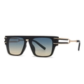 Lunettes de soleil carrées oversize avec monture noire et verres dégradés bleus et jaunes - C2 Monture Noire / Verres Dégradés Bleu Jaune