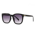 Oversized black frame sunglasses with purple gradient lenses and gold arrow accents - C2 Black / Gradient Grey