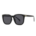 Classic black square frame sunglasses with dark grey lenses and gold metal accents - C1 Black Black Grey