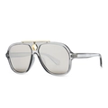 Occhiali da sole aviator flat top grigio trasparente con ponte in metallo dorato - C2 Montatura Grigia Lenti Mercurio