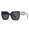Square black and white sunglasses with dark grey lenses in a retro modern style - C7 Black White Black Gray