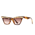 Occhiali da sole cat-eye tartarugati con decorazioni in piuma metallica dorata - Montatura Tartarugata Lente Marrone Sfumata
