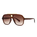 Modern aviator sunglasses featuring tortoiseshell frames and brown gradient lenses - C5 Tan Frame Double Tan Lens