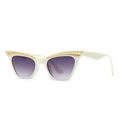 Occhiali da sole bianchi cat-eye con decoro dorato e lenti sfumate viola - Montatura Beige Lenti Doppie Grigie