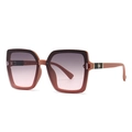 Oversized square sunglasses with reddish brown frames and gradient purple lenses - Brown Frame Gray Pink Lens