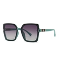 Oversized square sunglasses in black and teal with gradient lenses and gold floral detail - Green Frame Purple Gradient Lens