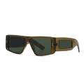 Retro oversized square sunglasses with translucent tea frames and dark green lenses - Brown
