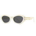 Chicke elfenbeinfarbene Hexagonal-Sonnenbrille mit grauen Gläsern und Goldakzenten - C7 Weiß Hellgrau