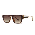 Flat top tortoiseshell sunglasses with gradient brown lenses and golden metal accents - C7 Tortoise Frame / Gradient Tea Lens