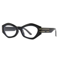 Occhiali da sole a farfalla cat-eye neri e oro con moderna montatura esagonale - C4 Nero Trasparente