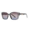 Translucent grey butterfly sunglasses with gradient brown to blue lenses and gold detail - C6 Gray Frame Tea Blue Lens