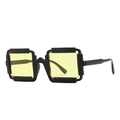 Square pixel style sunglasses with black frame and yellow lenses for a trendy punk look - Black Frame Yellow Lens (C4)