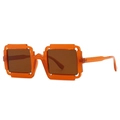 Occhiali da sole punk quadrati con montatura geometrica arancione e lenti marroni - Tè Arancio (C5)