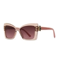 Lunettes de soleil papillon avec monture marron clair et verres dégradés thé - Monture Rose Thé Clair Verres Roses