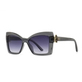 Lunettes de soleil papillon avec monture grise translucide et verres dégradés violets - Monture Grise Verres Gris Dégradés