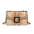 Bolso bandolera chic con estampado de serpiente beige y marrón y detalles dorados - Dorado