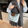 Bolso de hombro ligero de tela Oxford en azul y marrón con gran capacidad para mujer - Azul
