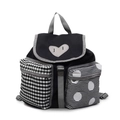 Zaino nero con toppa a cuore, tasche anteriori con motivi a quadri e pois - Nero