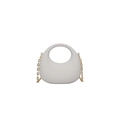Weiße minimalistische Halbmond-Handtasche mit goldener Kette und rundem Hohlgriff - Weiß