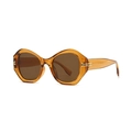 Moderne quadratische Sonnenbrille in Bernstein mit braunen Gläsern und Goldakzenten - Gelb / Tee