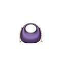 Minimalist purple acrylic half-moon handbag with hollow handle and gold chain strap - Purple
